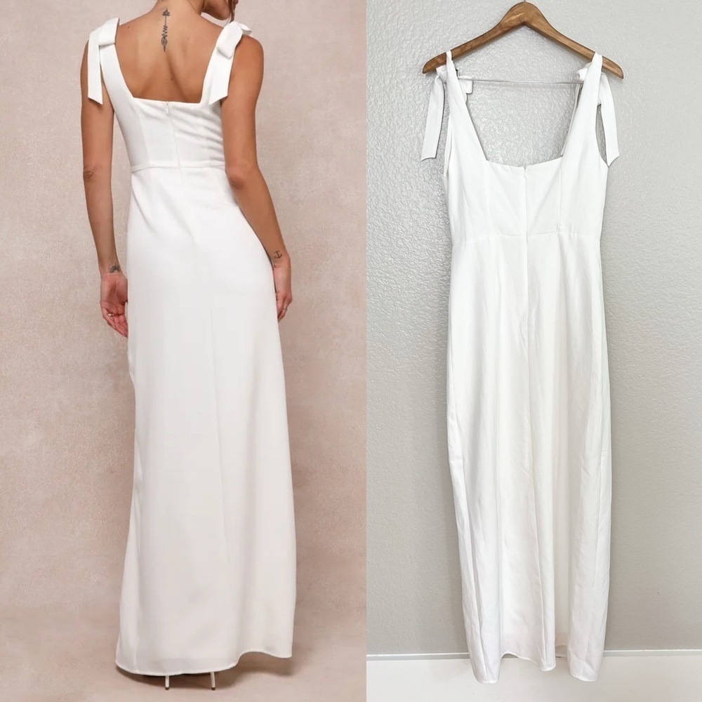 NWOT Your Sweetie White Tie-Strap Column Maxi Dress - Picture 3 of 9